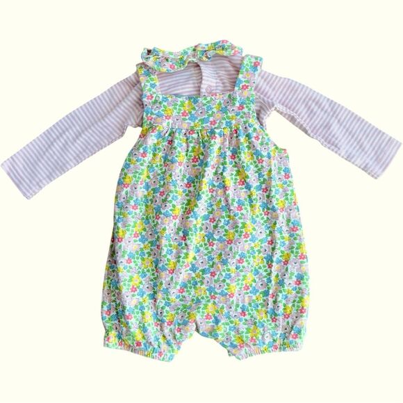 Baby Boden Infant Girls Pink Floral 2 Piece Onesie Romper Outfit. 3-6 Months. - Picture 2 of 5